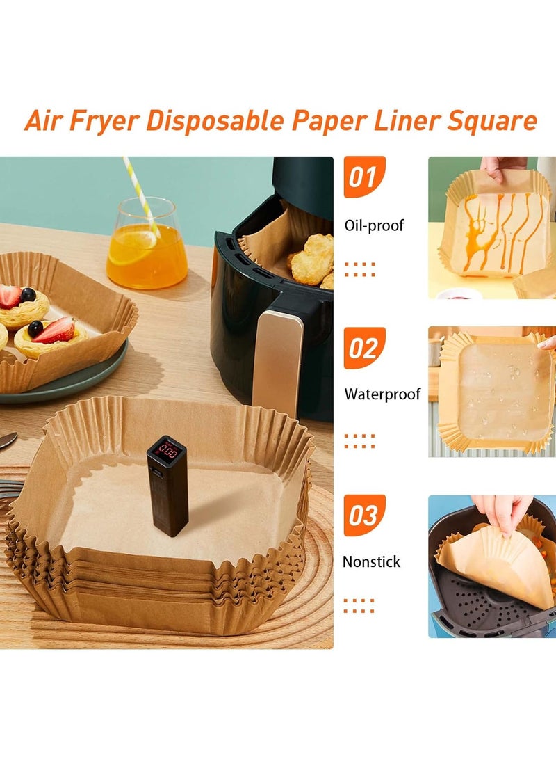 general Air Fryer Disposable Paper Liner Air Fryer Liners Square Baking Paper for Air Fryer Waterproof Parchment Paper for Baking Roasting Microwave - Image 2