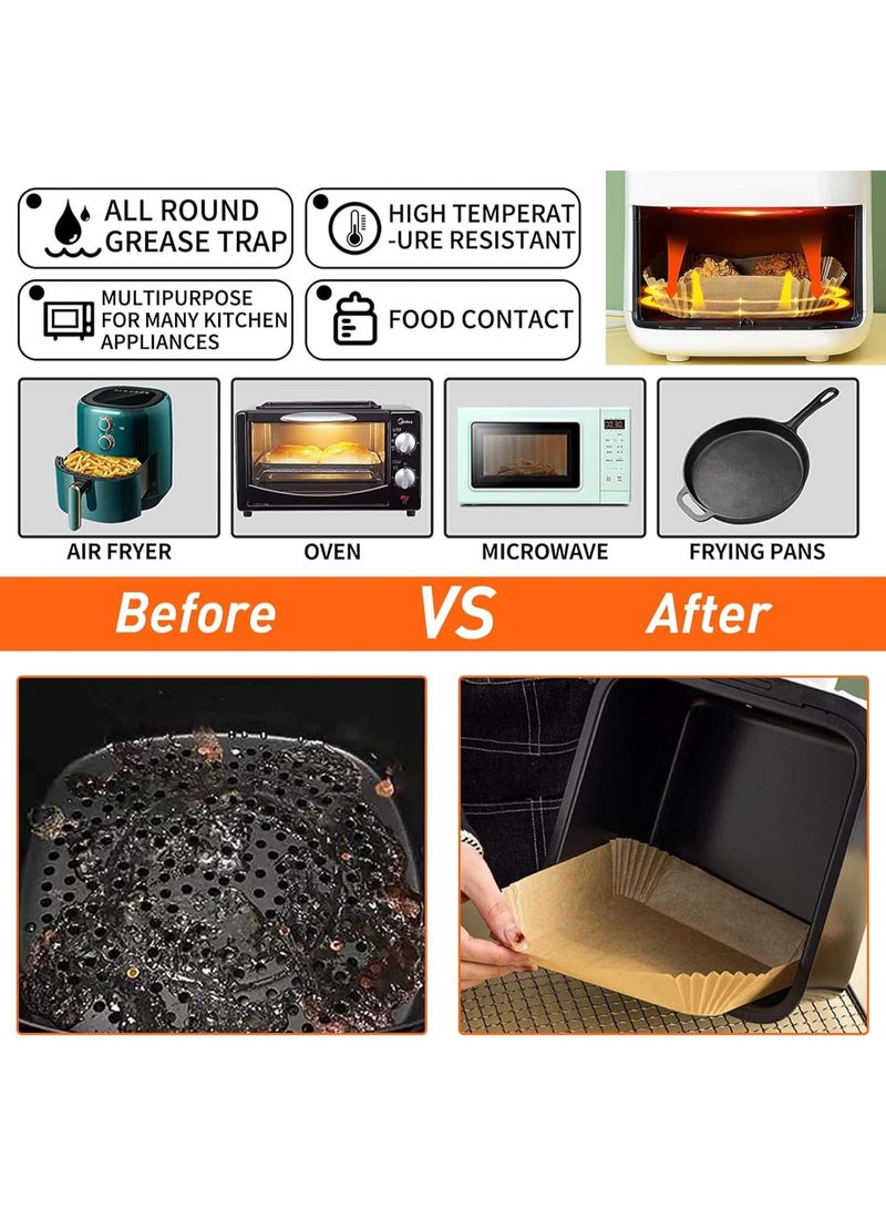 general Air Fryer Disposable Paper Liner Air Fryer Liners Square Baking Paper for Air Fryer Waterproof Parchment Paper for Baking Roasting Microwave - Image 4
