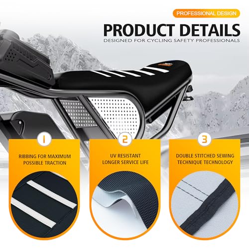 MCHMFG Electric Bike Seat Cover Compatible with Ridstar Q20 E Bike Non-Slip Anti-UV (Black-White) - Image 5