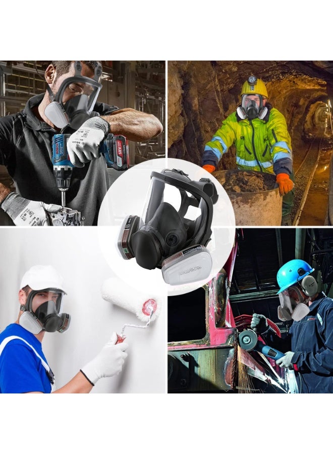 M MIAOYAN Reusable Full Face Respirator Dust-proof Face Cover - Full Face Cover, Protect Against Gas, Paint, Dust, Chemicals and Other Work Protection - Image 2