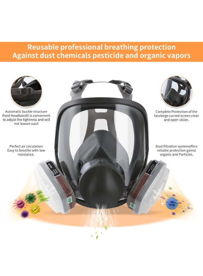M MIAOYAN Reusable Full Face Respirator Dust-proof Face Cover - Full Face Cover, Protect Against Gas, Paint, Dust, Chemicals and Other Work Protection - Image 4