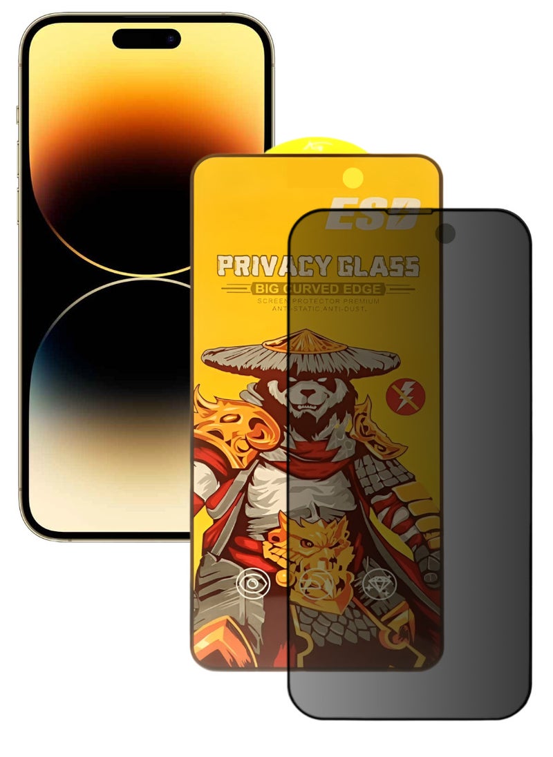 ESD Tempered Dustproof Privacy Glass Screen Protector Compatible For iPhone 14 Pro - Image 1