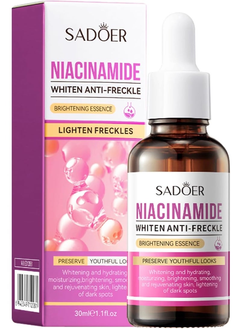 SADOER Niacinamide Brightening Serum 30ml - Hydrates, Evens Skin Tone, Smooths & Revitalizes, Reduces Dark Spots, Facial Treatment for All Skin Types - Image 1