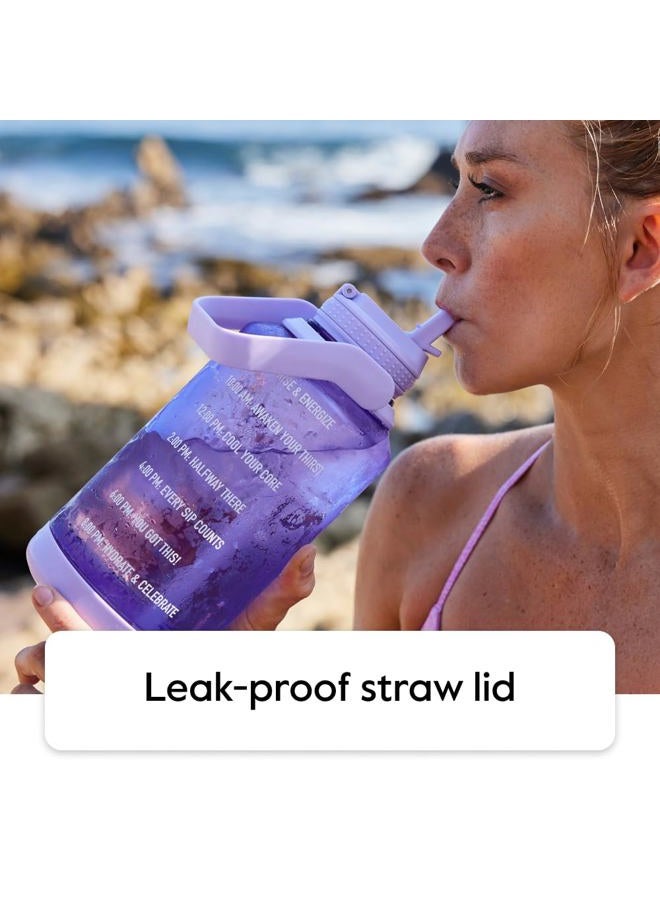 Takeya 64 oz Motivational Water Bottle with Straw Lid with Time Marker, Half Gallon, Premium Quality BPA Free Tritan Plastic, Stormy Black - Image 3