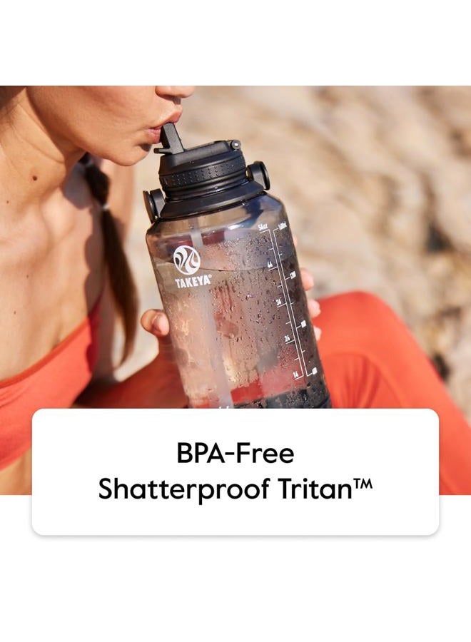 Takeya 64 oz Motivational Water Bottle with Straw Lid with Time Marker, Half Gallon, Premium Quality BPA Free Tritan Plastic, Stormy Black - Image 5
