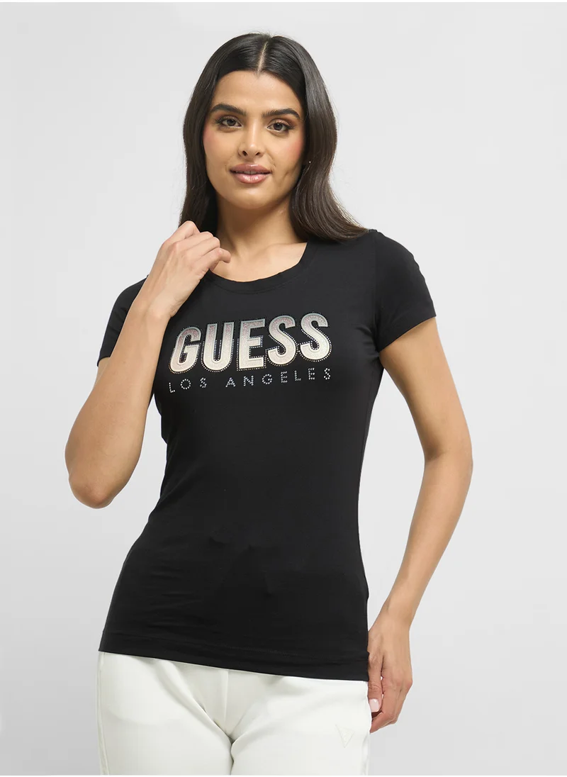 GUESS Glitter Degrade Logo T-Shirt