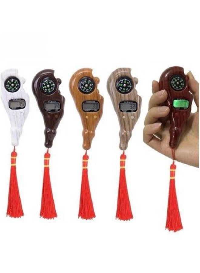 خاتم تسبيح 2040S بوصلة خشابي بنور – تصميم فخم وعصري للذكر والدعاء