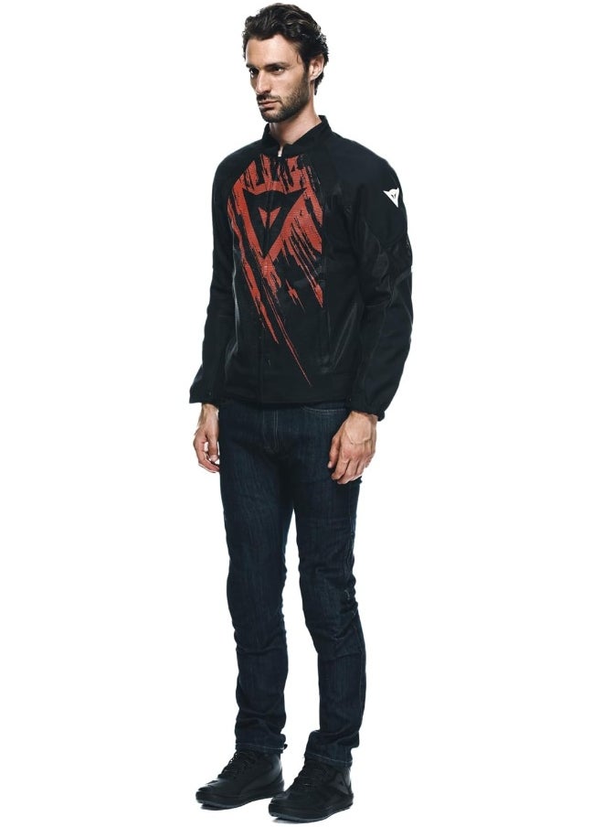 Dainese - Air Graphics Tex Jacket, Summer Motorcycle Jacket, Ventilated And Lightweight With Soft Protectors On Shoulders And Elbows, Men, Black/Red Tarmac, 56  - Image 2