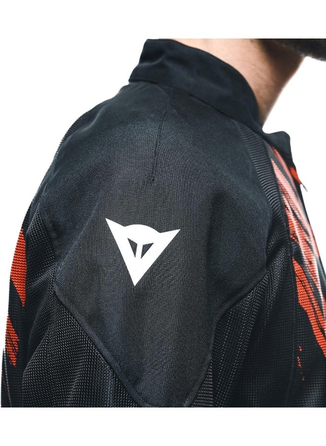 Dainese - Air Graphics Tex Jacket, Summer Motorcycle Jacket, Ventilated And Lightweight With Soft Protectors On Shoulders And Elbows, Men, Black/Red Tarmac, 56  - Image 1