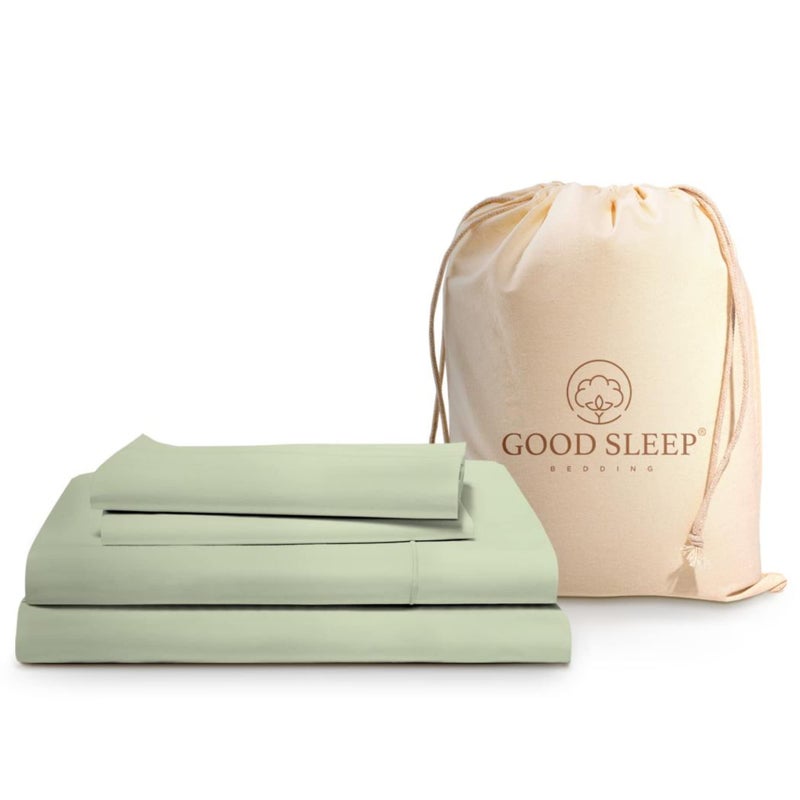Good Sleep Bedding 4 Pc Sage California King Sheet Sets  1000 TC Egyptian Cotton Cal King Sheet Set for California King Bed Set 16 Inch Deep Pocket Cal King Bed Sheets - 1 Fitted Sheet 1 Flat Sheet & 2 Pillow Case - Image 1