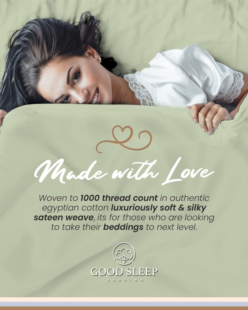 Good Sleep Bedding 4 Pc Sage California King Sheet Sets  1000 TC Egyptian Cotton Cal King Sheet Set for California King Bed Set 16 Inch Deep Pocket Cal King Bed Sheets - 1 Fitted Sheet 1 Flat Sheet & 2 Pillow Case - Image 5