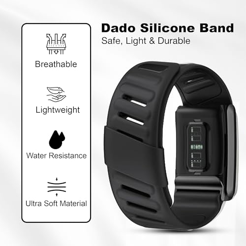 DADO Silicone Sport Replacement Band Compatible WHOOP 50 One Peak and Life Fitness Tracker Breathable Durable Comfortable Not for Whoop Gen 4 All Black LifeMG - Image 3