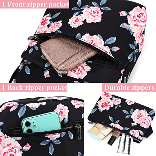 Leaper Girls Crossbody Purses 2PCS for Kids Organizer Messenger Bag Women Floral Crossbody Bag and Purse Set Black - Image 4