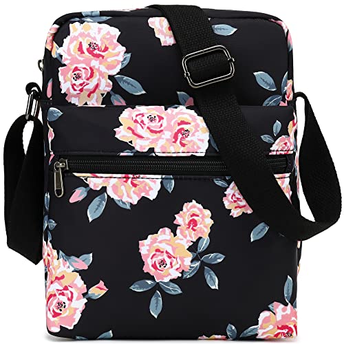 Leaper Girls Crossbody Purses 2PCS for Kids Organizer Messenger Bag Women Floral Crossbody Bag and Purse Set Black - Image 1