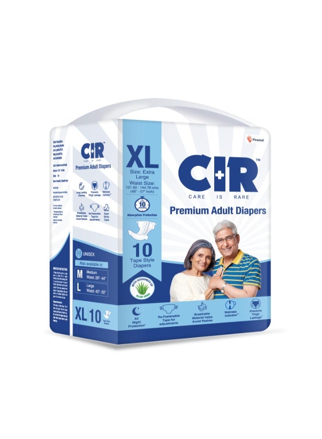 حفاضات CIR للجنسين، فاخرة، للبالغين، بتصميم شريط لاصق، توفر حماية طوال الليل مع خلاصة الصبار، مقاس كبير جدًا (XL)، 10 وحدات - Image 2