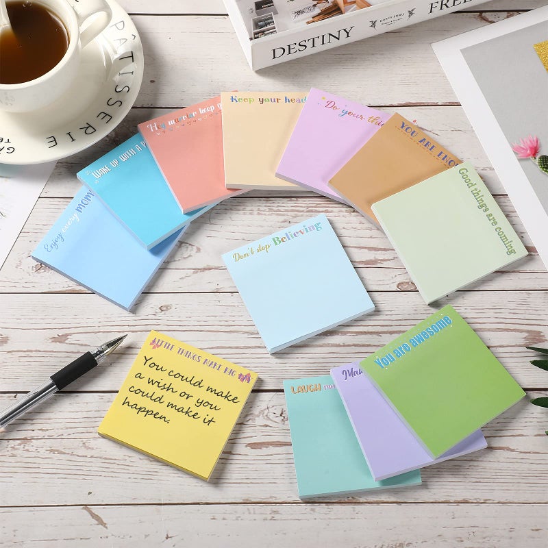 Zonon 12 Pieces Inspirational Sticky Notes 3 x 3 Inch Motivational Fun Notepads Positive Gifts for Teacher Nurse Coworkers Work Studying Supplies (Simple Style) - Image 4