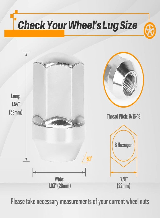 MIKKUPPA 9/16-18 Lug Nuts - Replacement for 2002-2011 Dodge Ram 1500, 2004-2009 Durango, 2006-2010 Dakota, 2006-2009 Chrysler Aspen Factory Wheels, One-Piece OEM Style Lug Nuts, 20PCS Large Acorn Seat - Image 2