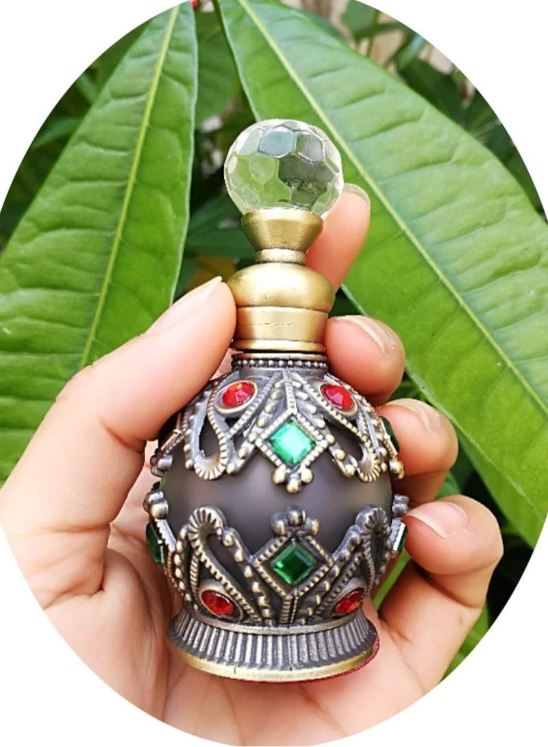 زجاجة عطر من الزجاج العتيق سعة 15 مل، زجاجة عطر عتيقة قابلة لإعادة الملء من الكريستال والأحجار الكريمة لتزيين المنزل والزفاف، زجاجة عطر كريستالية - Image 2