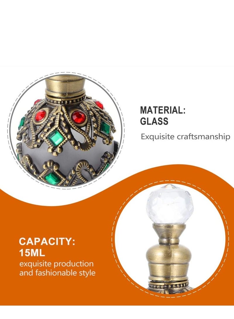 زجاجة عطر من الزجاج العتيق سعة 15 مل، زجاجة عطر عتيقة قابلة لإعادة الملء من الكريستال والأحجار الكريمة لتزيين المنزل والزفاف، زجاجة عطر كريستالية - Image 3
