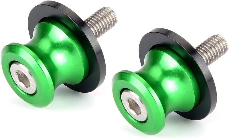 Goldfire 2pcs 8MM M8 X1.5 Motorcycle Swing arm Sliders Spools CNC Swing Arm Stand Screw for Kawasaki Z650 Z800 Z900 Z1000 Accessories(Green) - Image 1
