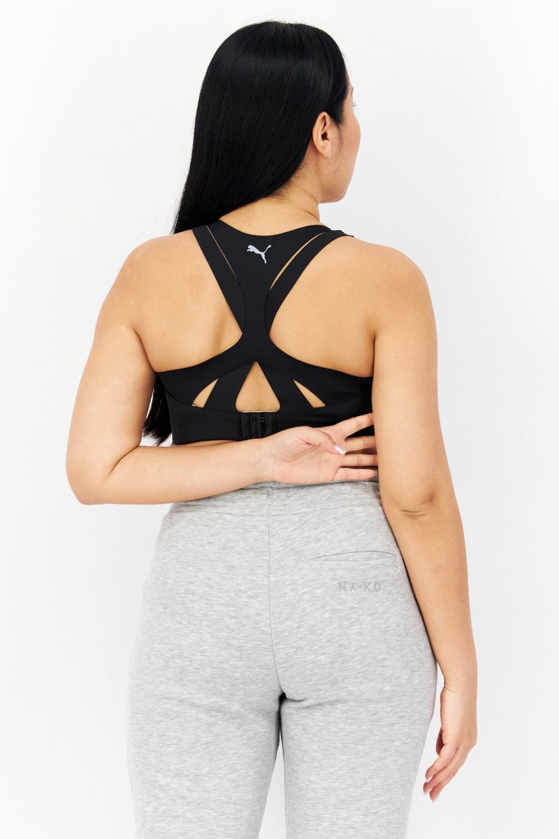 PUMA Women Lightly Padded Sports Bra, Black - Image 2