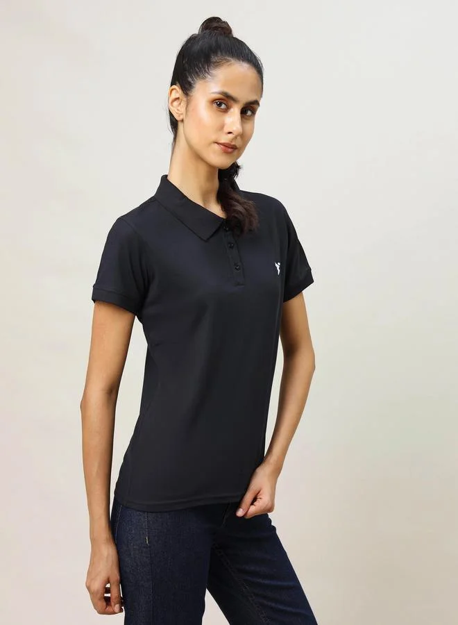 Technosport Logo Detail Polo T-Shirt with Short Sleeves by Styli