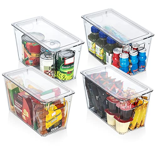 ClearSpace Modern Plastic Storage Bins with Lids – Perfect Kitchen Organization or Pantry Fridge Organizer, 4 Pack, 12.5" x 6" x 7", 9L Capacity Each, BPA Free, Stackable - Image 3