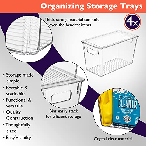 ClearSpace Modern Plastic Storage Bins with Lids – Perfect Kitchen Organization or Pantry Fridge Organizer, 4 Pack, 12.5" x 6" x 7", 9L Capacity Each, BPA Free, Stackable - Image 4