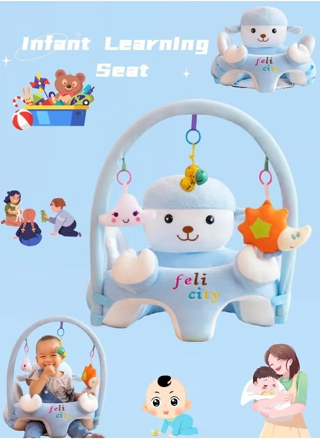 MIXDE Baby Learning Seat Sofa, Baby Learn Sitting Feeding Chair Infant Floor Seat Support Seat Pillow Protector Plush Cushion Infant Sitting Chair Baby Support Seat Bed Sofa with Plush Toys  - Image 2