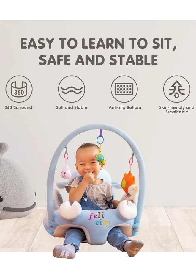MIXDE Baby Learning Seat Sofa, Baby Learn Sitting Feeding Chair Infant Floor Seat Support Seat Pillow Protector Plush Cushion Infant Sitting Chair Baby Support Seat Bed Sofa with Plush Toys  - Image 3
