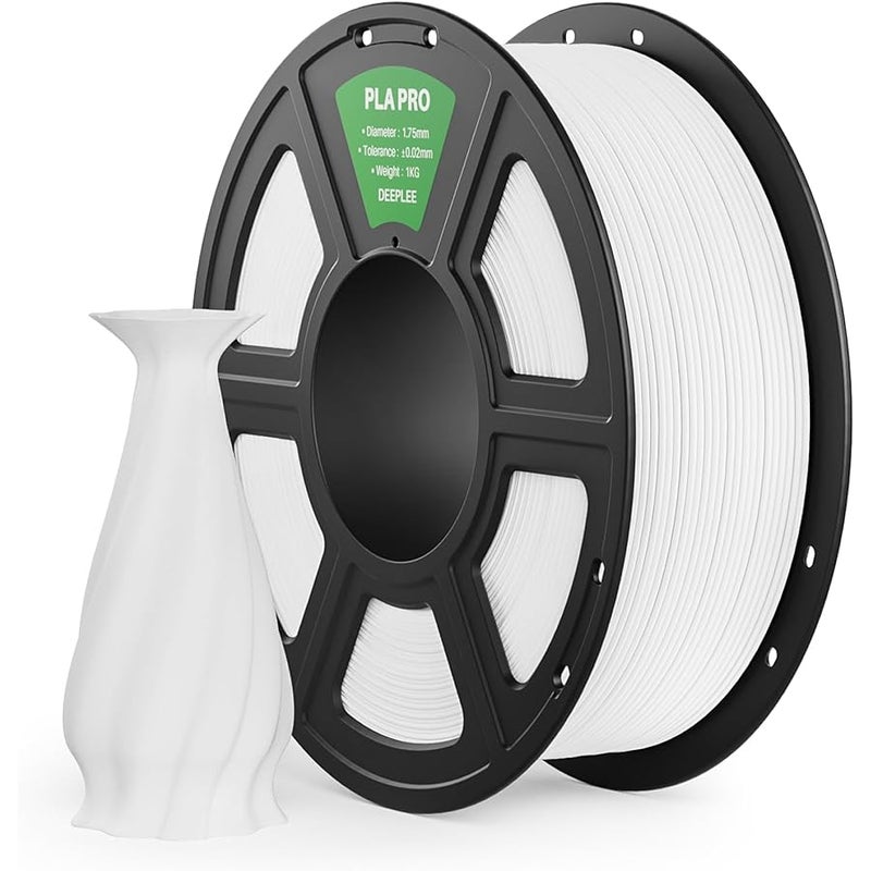 DEEPLEE PLA PRO Filament 1.75mm, Stronger Toughness 3D Printer Filament, PLA Filament Dimensional Accuracy +/- 0.02 mm, Neatly Wound, Fits Most FDM 3D Printer, 1KG White - Image 1