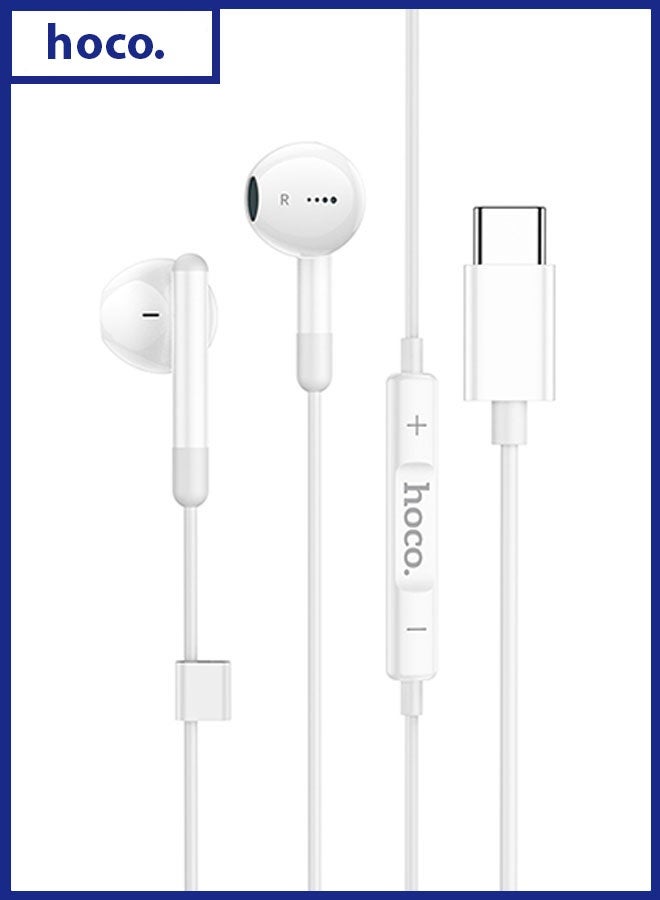 hoco. M93 Small Joy Wire-Controlled Digital Earphones With Microphone, Plug: Type-C, Compatible Huawei Xiaomi OnePlus iPad Pro/iPad Air Type-C Interface(White) - Image 1