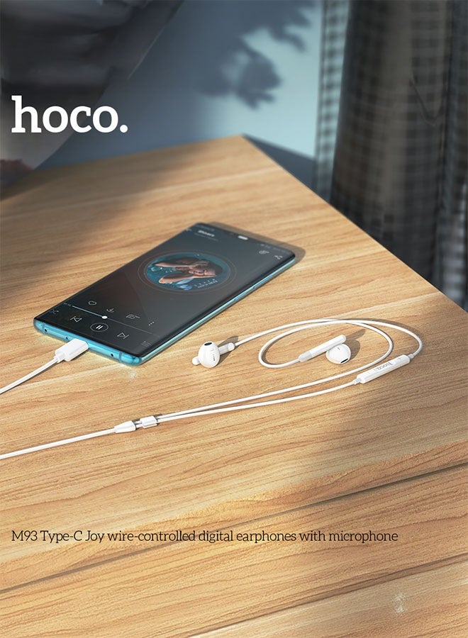 hoco. M93 Small Joy Wire-Controlled Digital Earphones With Microphone, Plug: Type-C, Compatible Huawei Xiaomi OnePlus iPad Pro/iPad Air Type-C Interface(White) - Image 4