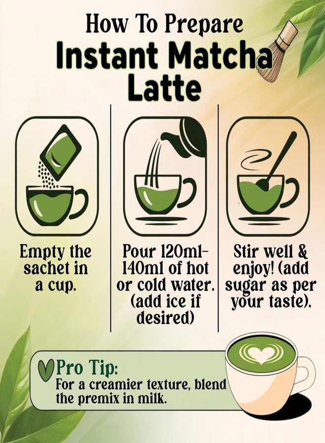 JAWAI MATCHA LATTE INSTANT PREMIX | 100 Grams | Japanese Matcha Green Tea Powder | UNSWEETENED, No Added Sugar | Antioxidant Rich, Keto & Vegan Friendly | Just Add Hot or Cold Water | 5 Sachets x 20G - Image 4