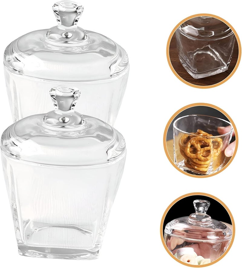 Glass Candy Container with Lid – Transparent Crystal Sugar Bowl for Tea, Coffee, Sweets, Snacks, Beans & Decorative Beads | Elegant Glass Storage Jar for Kitchens, Living Rooms & Table Displays - Image 1