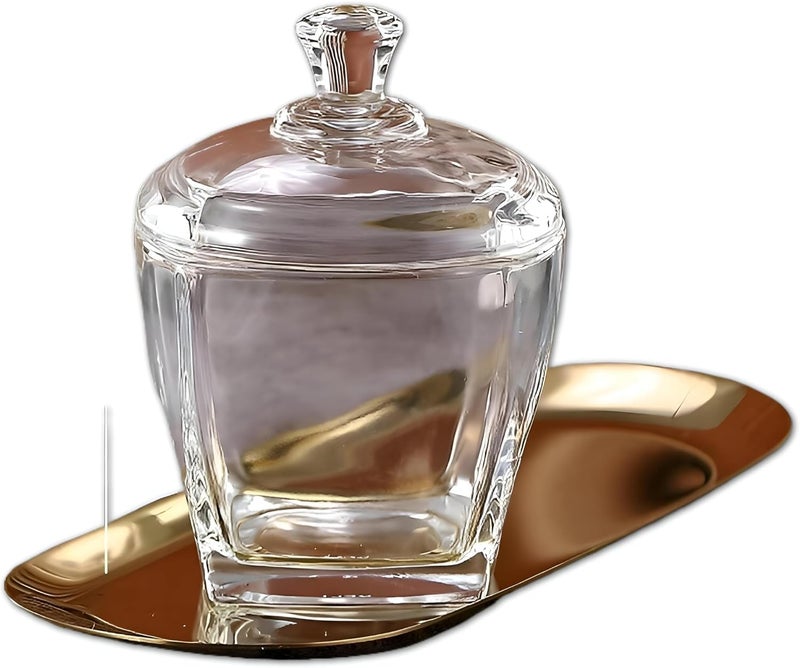 Glass Candy Container with Lid – Transparent Crystal Sugar Bowl for Tea, Coffee, Sweets, Snacks, Beans & Decorative Beads | Elegant Glass Storage Jar for Kitchens, Living Rooms & Table Displays - Image 2