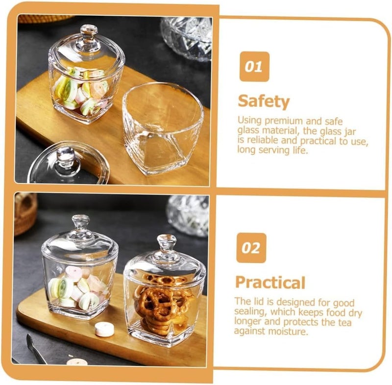Glass Candy Container with Lid – Transparent Crystal Sugar Bowl for Tea, Coffee, Sweets, Snacks, Beans & Decorative Beads | Elegant Glass Storage Jar for Kitchens, Living Rooms & Table Displays - Image 3