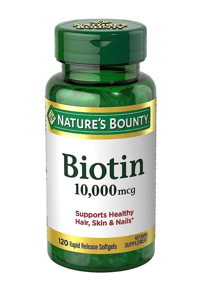 NATURE'S BOUNTY Biotin, Supports Healthy Hair, Skin and Nails, 10,000 mcg, 120 Ct 
