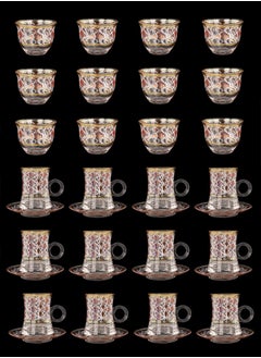 Dove 48-Piece Tea & Coffee Glass Set Clear/Gold/Red, Serve for 12  - Image 2