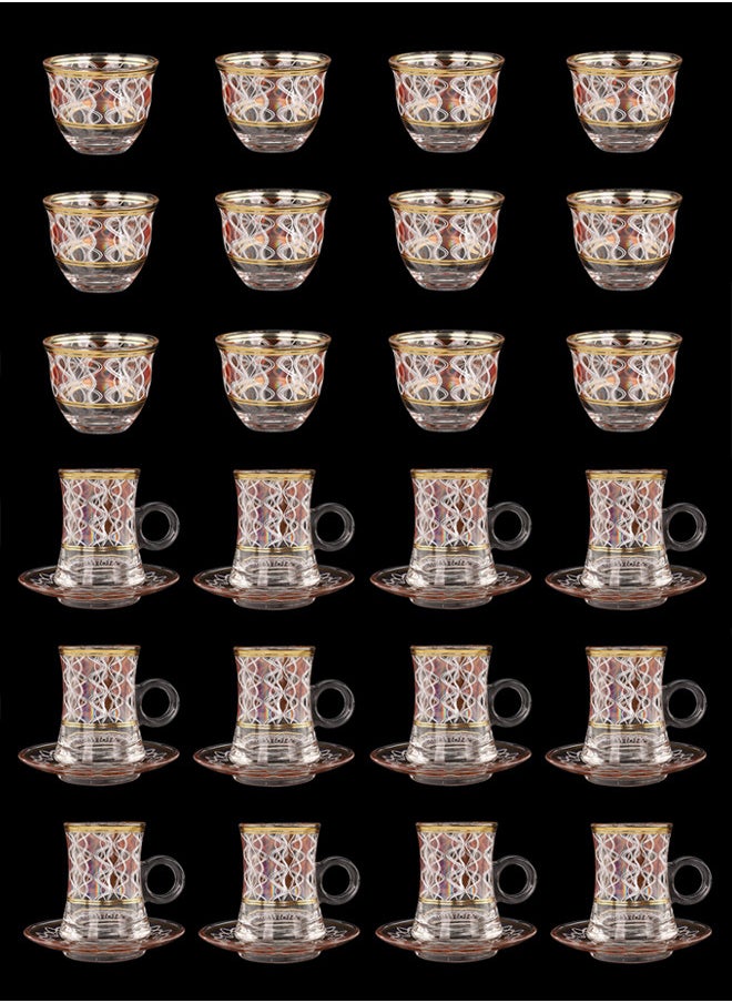 Dove 48-Piece Tea & Coffee Glass Set Clear/Gold/Red, Serve for 12  - Image 2