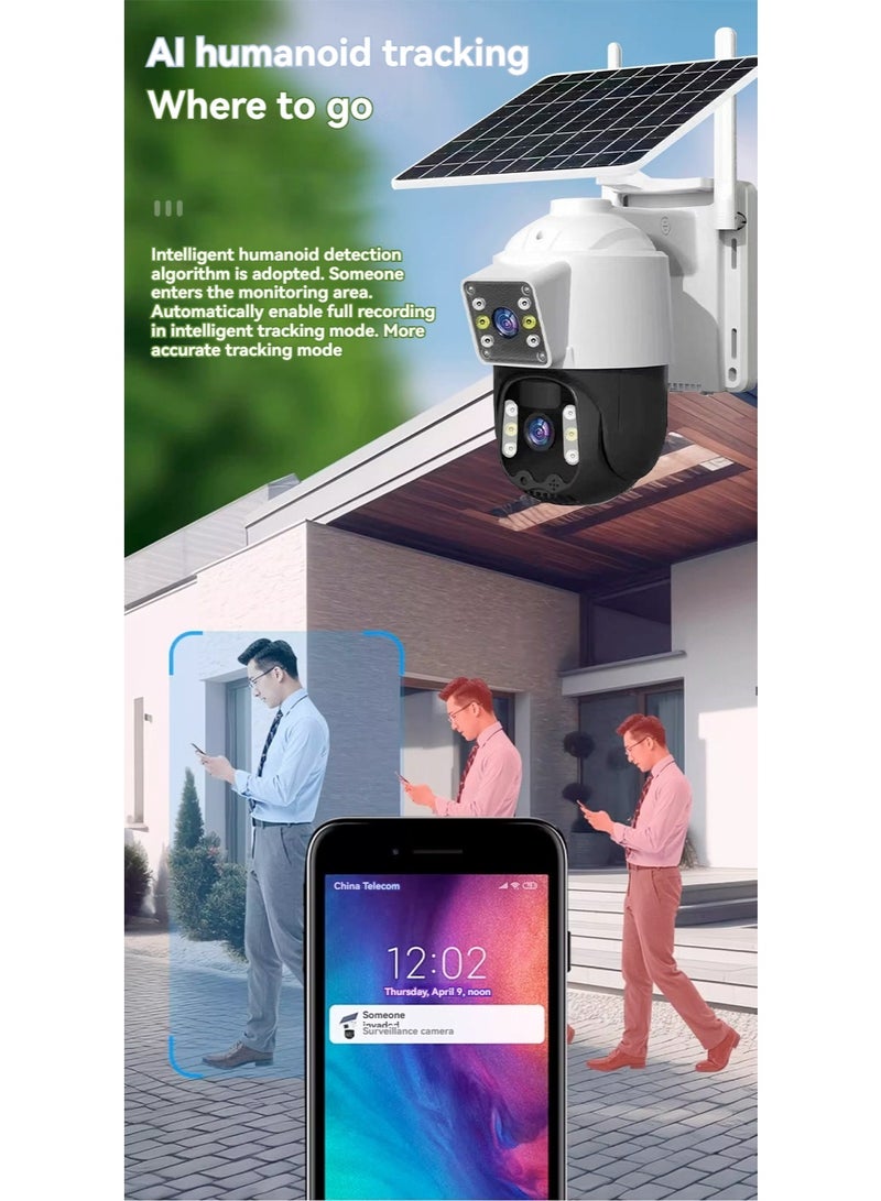 Outdoor HD CCD Dual Lens PTZ Security Camera | AI Motion Detect, Auto Tracking, Solar Panel & Battery Powered Wireless Network Camera – Wholesale Outdoor CCTV - Image 3