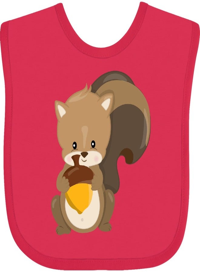 inktastic Cute Woodland Animal Squirrel Baby Bib Fuchsia 2777e - Image 1