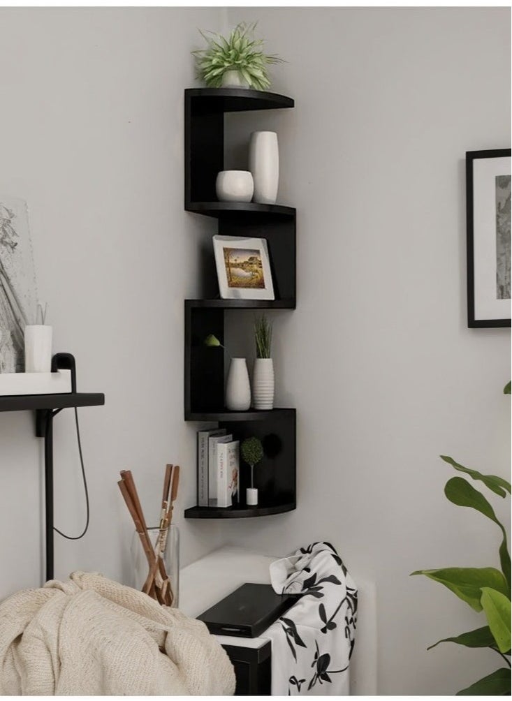 JOGAMS Corner Shelf 5 Tier Floating Shelves for Wall Easy to Assemble Wall Mount Corner Shelves  - Image 1