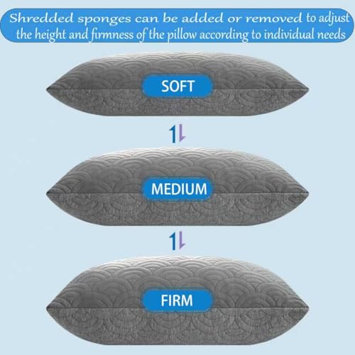 MOLCLCUY Memory Foam Pillows King Size Set of 2 Adjustable Cool Pillow for Side Back Stomach Sleepers Luxury with Washable Cover - Image 3