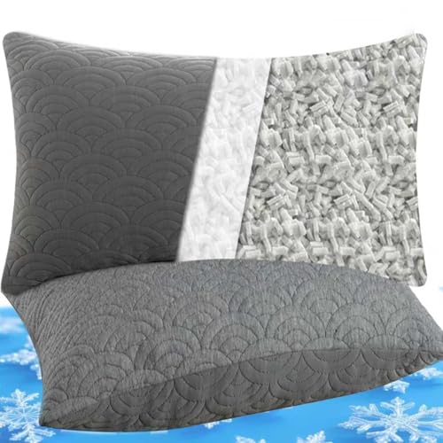 MOLCLCUY Memory Foam Pillows King Size Set of 2 Adjustable Cool Pillow for Side Back Stomach Sleepers Luxury with Washable Cover - Image 1