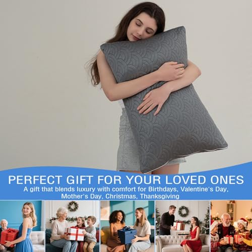 MOLCLCUY Memory Foam Pillows King Size Set of 2 Adjustable Cool Pillow for Side Back Stomach Sleepers Luxury with Washable Cover - Image 4