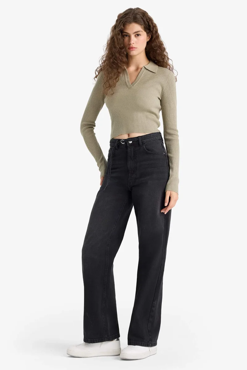 ديفاكتو Slim Fit Polo Neck Knit Pullover