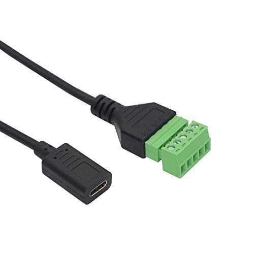 XMSJSIY USB C Terminal, Type C Female Screw Terminal Block Connector Solderless Pluggable 5P Block Extension Cord Transfer Data & Charging for Type-C Interface Devices (USB C Female) - Image 2