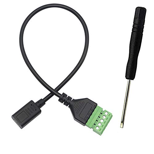 XMSJSIY USB C Terminal, Type C Female Screw Terminal Block Connector Solderless Pluggable 5P Block Extension Cord Transfer Data & Charging for Type-C Interface Devices (USB C Female) - Image 1