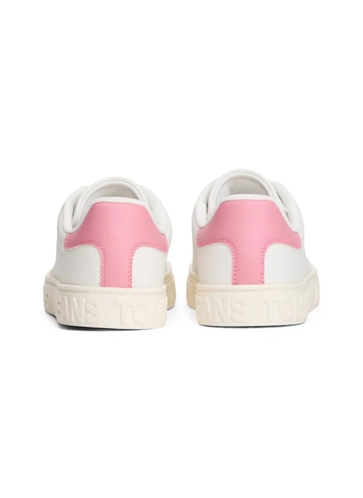 TOMMY JEANS Embossed Repeat Logo Trainers With Leather